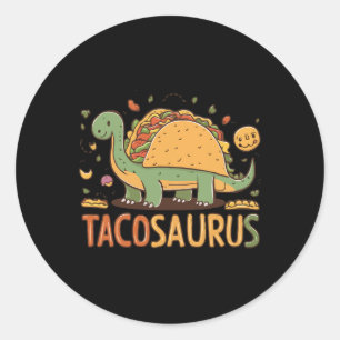 Pegatina Redonda Tacosauro Taco Dinosaur Dino Funny Cinco De Mayo