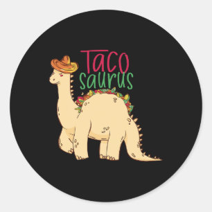 Pegatina Redonda Tacosaurus Funny Cinco de Mayo Taco Dinosaur Lover