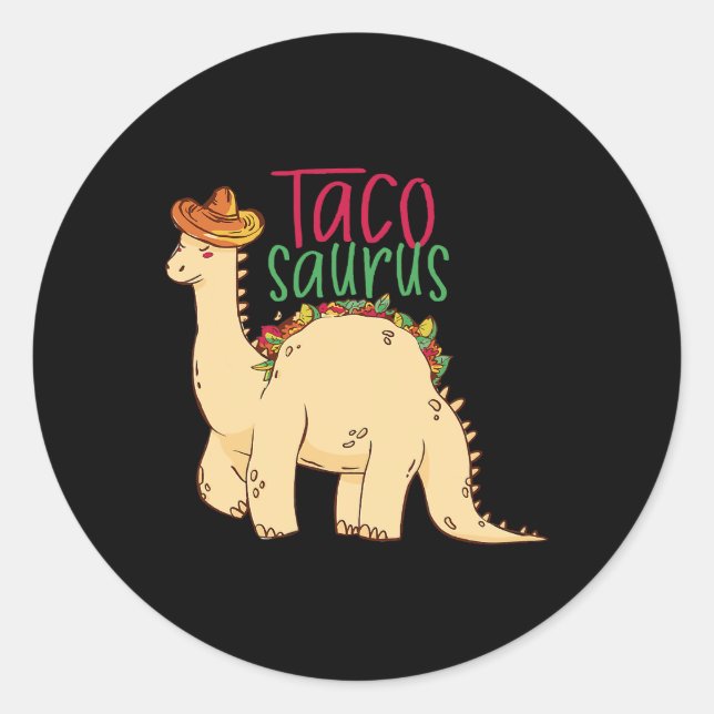 Pegatina Redonda Tacosaurus Funny Cinco de Mayo Taco Dinosaur Lover (Anverso)