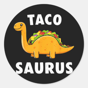 Pegatina Redonda Tacosaurus taco dinosaurio t rex divertido cinco d