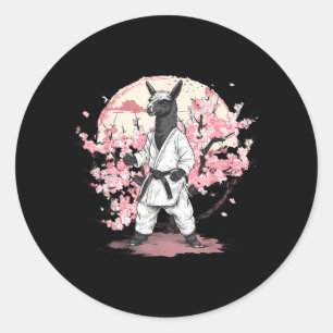 Pegatina Redonda Taekwondo Alpaca Artes Marciales Árbol de Sakura J