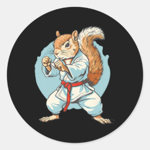 Pegatina Redonda Taekwondo Ardilla Kung Fu Kickboxing Karate Artes