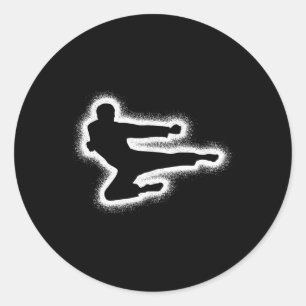 Pegatina Redonda Taekwondo Artes Marciales Niños Karate Hombres