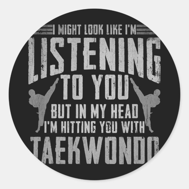 Pegatina Redonda Taekwondo Gifts For Boys Girls Adults TKD  (Anverso)