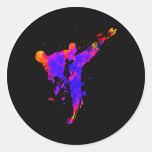 Pegatina Redonda Taekwondo Jiu Jitsu Paint splatters Kids Jujitsu J
