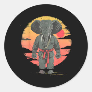 Pegatina Redonda Taekwondo Kickboxing Animall Jiu-Jitsu de Elefante