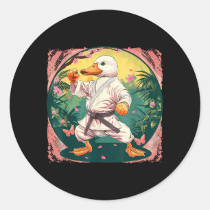 Pegatina Redonda Taekwondo Pato Jardín Floral Mma Artes Marciales