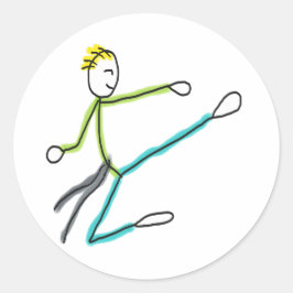 Pegatina Redonda Taekwondo Stickman
