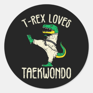 Pegatina Redonda Taekwondo y artes marciales T-rex I para chica de 