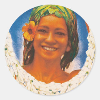 Pegatina Redonda Tahiti ~ La Perle du Pacifique