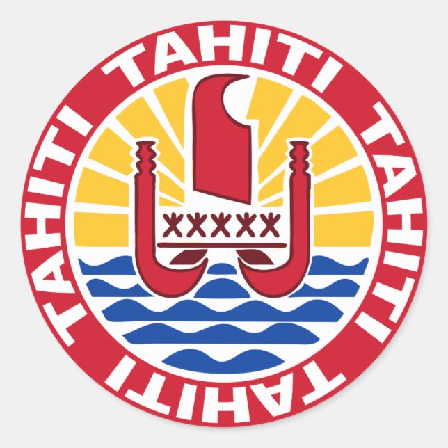 Pegatina Redonda Tahití sticker (Anverso)