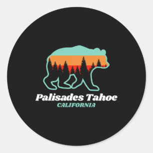 Pegatina Redonda Tahoe Palisades Esquí Snowboard California Bea