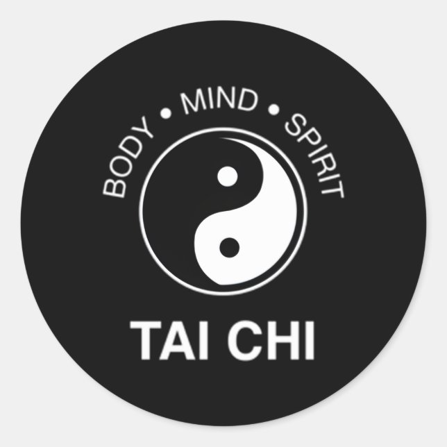Pegatina Redonda Tai Chi Para Mind Body Wellness Yin Yang (Anverso)