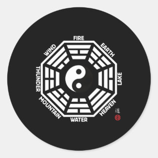 Pegatina Redonda Tai Chi Yin Yang King Wen Bagua