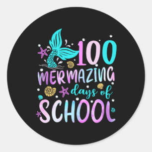 Pegatina Redonda Tail 100 Días Mermazing De Niños Chicas De La Escu