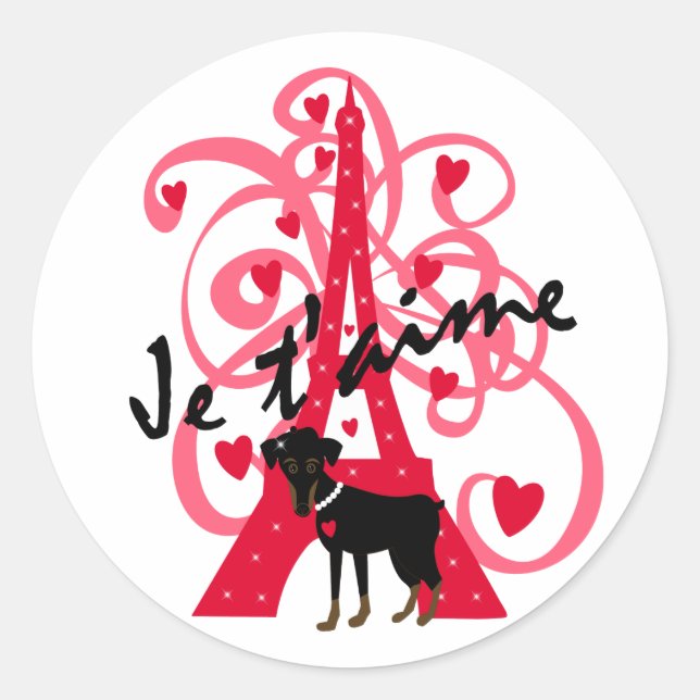 Pegatina Redonda T'aime de Je (Anverso)
