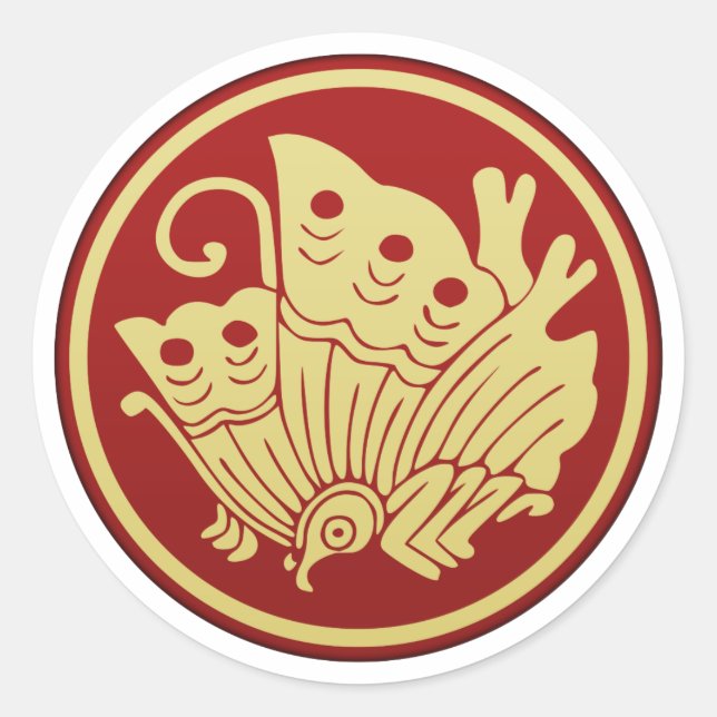 Pegatina Redonda Taira (Heiji) Clan Kamon (Anverso)