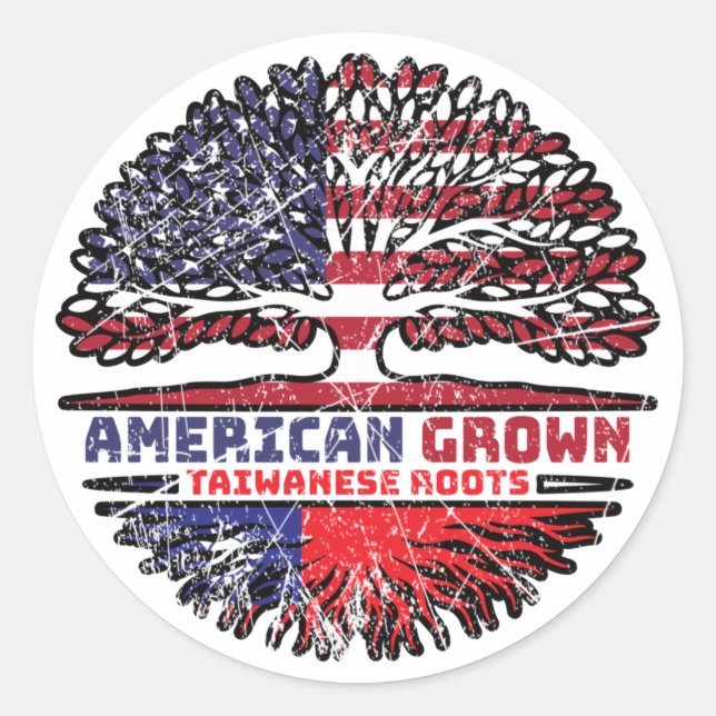 Pegatina Redonda Taiwán Taiwán Estados Unidos Estados Unidos Estado (Anverso)