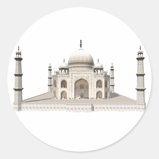 Pegatina Redonda Taj Mahal: Modelo 3D: (Anverso)