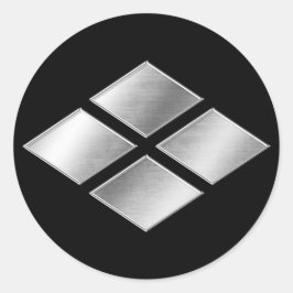 Pegatina Redonda Takeda Clan Kamon Silver Chrome