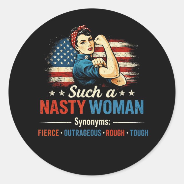 Pegatina Redonda Tal Mujer Desagradable (Anverso)