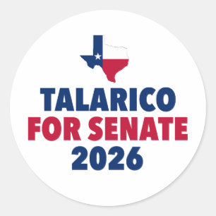 Pegatina Redonda Talarico para Senado Elección Texas 2026
