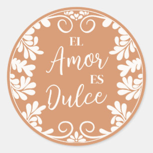 Pegatina Redonda Talavera Boda Mexicana El Amor Es Dulce Cupcake