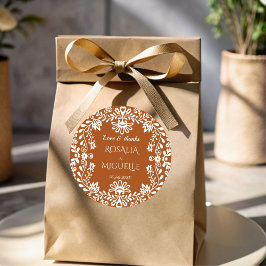 Pegatina Redonda Talavera terracotta Bienvenida