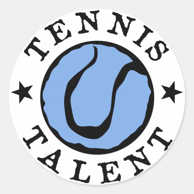 Pegatina Redonda Talento de tenis azules (Anverso)