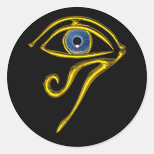 PEGATINA REDONDA TALISMAN AZUL / ORO HORUS OJO
