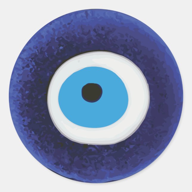Pegatina Redonda Talismán del Ojo Turco Nazar (Anverso)