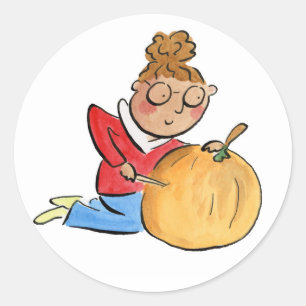Pegatina Redonda Talla de calabaza