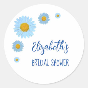 Pegatina Redonda Taller de boda floral de margaritas azules
