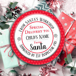 Pegatina Redonda Taller de Santa Nombre Personalizado