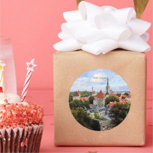 Pegatina Redonda Tallin, Centro Histórico de Estonia,