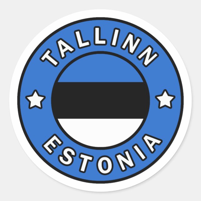 Pegatina Redonda Tallín Estonia (Anverso)