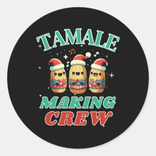 Pegatina Redonda Tamale Fabrica Tripulación de Alimentos Mexicanos 