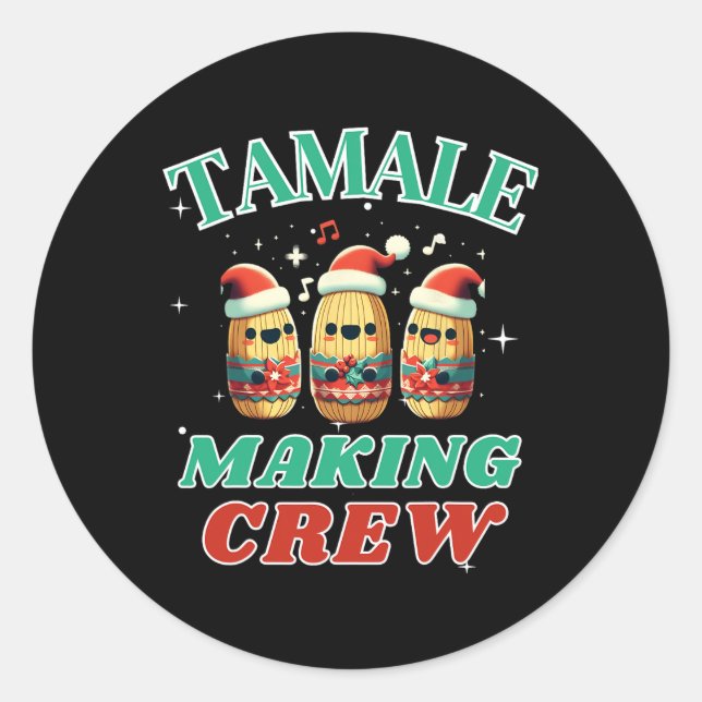 Pegatina Redonda Tamale Fabrica Tripulación de Alimentos Mexicanos  (Anverso)