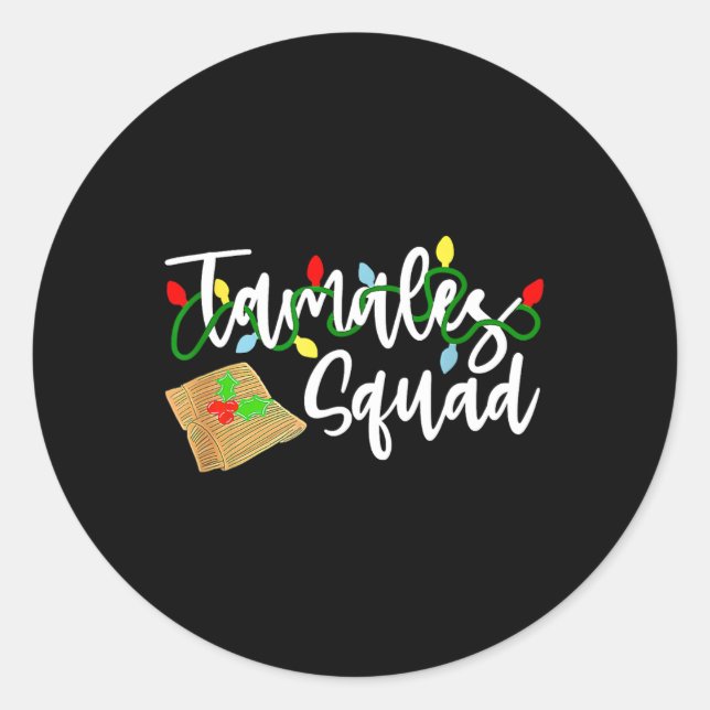 Pegatina Redonda Tamales Squad Tamales Crew Fun Navidades (Anverso)