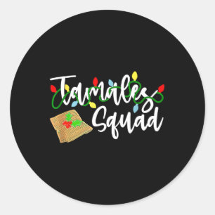 Pegatina Redonda Tamales Squad Tamales Crew Fun Navidades