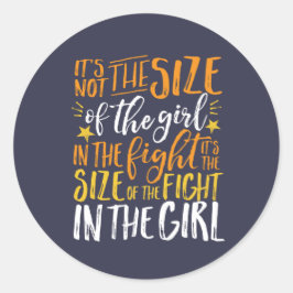 Pegatina Redonda Tamaño de cita inspiradora de la lucha en el Chica