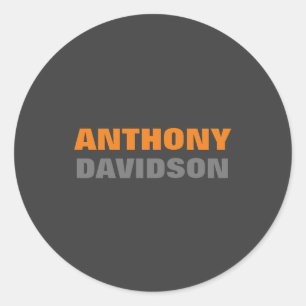 Pegatina Redonda Tamaño perfecto alternativo Gris Naranja Texto en 