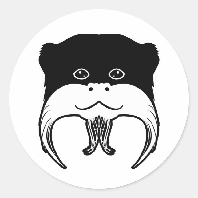 Pegatina Redonda Tamarin Monkey Face Silhouette (Anverso)
