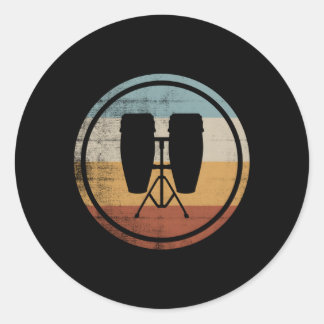 Pegatina Redonda Tambor De Conga Para Músicos Conga Drum
