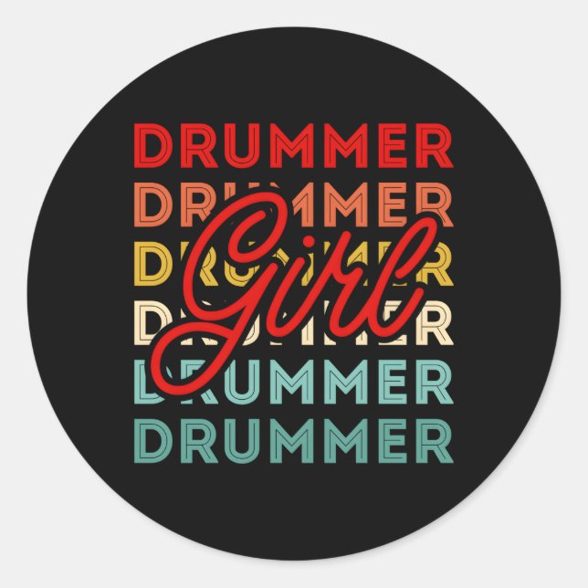 Pegatina Redonda Tambores de tambor de músico para tambor (Anverso)
