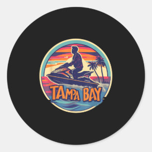 Pegatina Redonda Tampa Bay Florida Jetski Embarcaciones Agua Aguas 