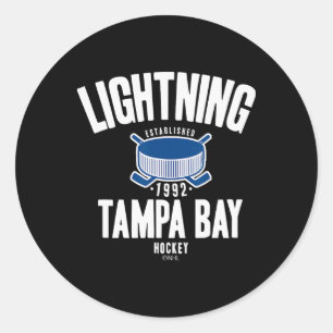 Pegatina Redonda Tampa Bay Lightning Disco de Hockey Negro Oficialm