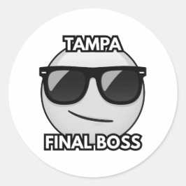 Pegatina Redonda Tampa Final Boss Cool Emoji Sticker