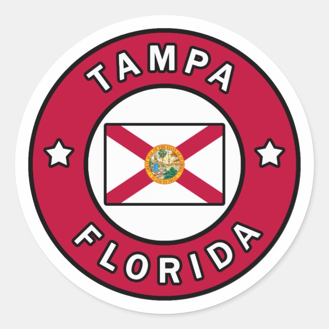 Pegatina Redonda Tampa Florida (Anverso)