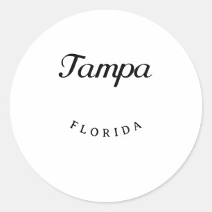 Pegatina Redonda Tampa Florida Black Font